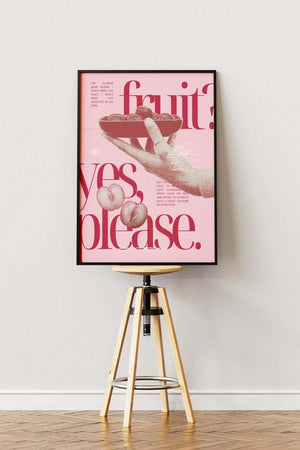 Fruit, Yes Please - Pink Plakat | Farverig & Moderne Kunst