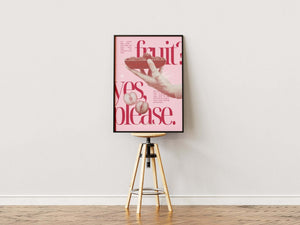 Fruit, Yes Please - Pink Plakat | Farverig & Moderne Kunst