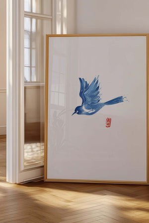 Blue Bird Japansk Plakat