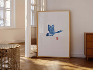Blue Bird Japansk Plakat