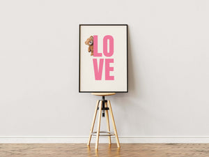Teddy Love - Pink Plakat | Sød & Trendy Vægkunst
