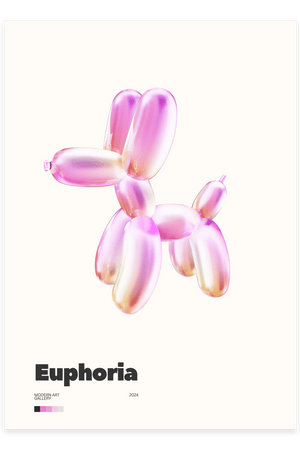 Pink Balloon Dog - Euphoria Plakat | Moderne & Kunstnerisk