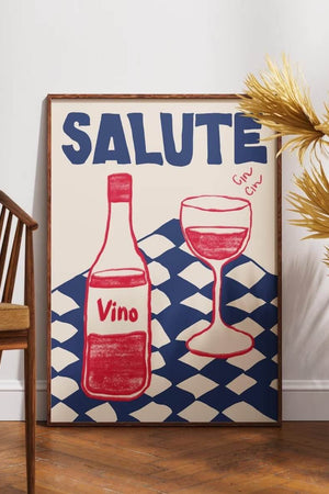 "Salute Vino" Plakat – Hyldest til Vin og Italiensk Elegance