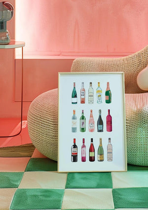 Vin Flasker Plakat – Stilfuld Vinplakat til Dit Hjem