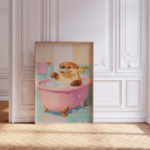 Odder i Badekar – Sød Badeværelsesplakat