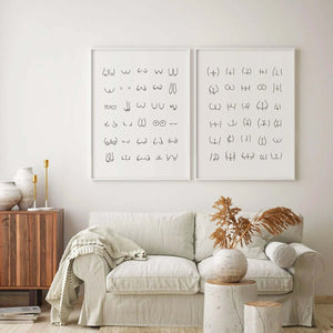 bryst plakat, bryster kunst, feministisk plakat, body positive kunst, kvindekrop kunst, kropsdiversitet plakat, stregtegning bryster, moderne feministisk