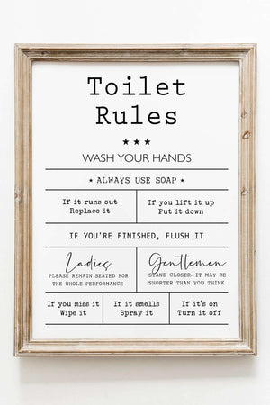 Toilet Rules plakat – Sjov og dekorativ til badeværelset

