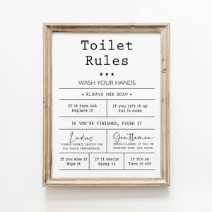 Toilet Rules plakat – Sjov og dekorativ til badeværelset


