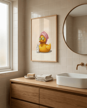 Badeand i spa – Sjov badeværelsesplakat | Fra 99,-