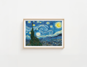 Starry Night panorama plakat – Van Gogh stjernenat kunstplakat i bredt format