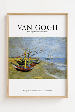 Fishing Boats on the Beach plakat 1888 – Van Gogh kunstplakat med fiskerbåde og strandmotiv