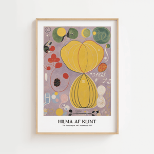 Golden Growth plakat – Hilma af Klint abstrakt kunstplakat med farverige former og symbolik