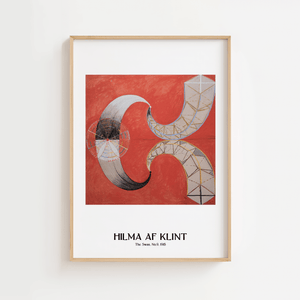 The Swan No.9 plakat – Hilma af Klint abstrakt kunstplakat med røde og geometriske former