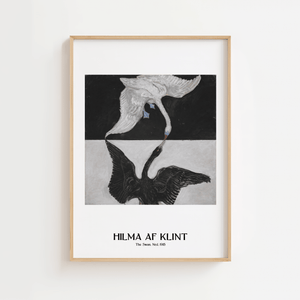 Swan Duality plakat – Hilma af Klint kunstplakat med sort og hvid svanemotiv