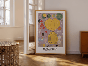 Golden Growth plakat – Hilma af Klint abstrakt kunstplakat med farverige former og symbolik