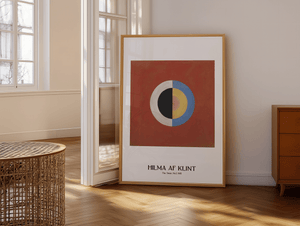 Sacred Balance plakat – Hilma af Klint abstrakt kunstplakat med farvet cirkelmotiv