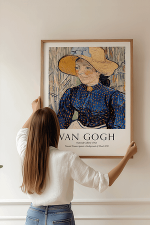 Peasant Woman Against Wheat plakat 1890 – Van Gogh kunstplakat med kvinde og hvedemark motiv