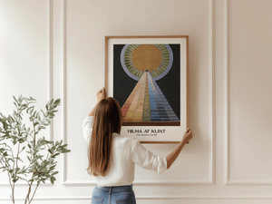 Altarpiece No.1 plakat – Hilma af Klint abstrakt kunstplakat med geometriske former og gylden cirkel