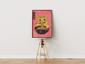 Ramen Cat Pink – Japansk Katte Plakat