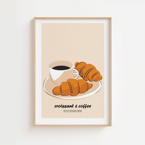 Paris breakfast plakat med croissanter og kaffe illustration