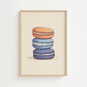 Macaron stack plakat med tre farverige macarons illustration