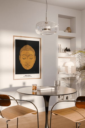 Head of Buddha plakat inspireret af Reijer Stolk – rolig kunst til hjemmet