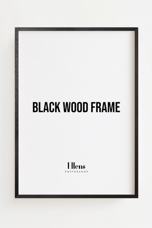 Sort træramme med mat finish og plexiglas – elegant billedramme til plakater, billeder og fotos, perfekt til både farverige og minimalistiske motiver.