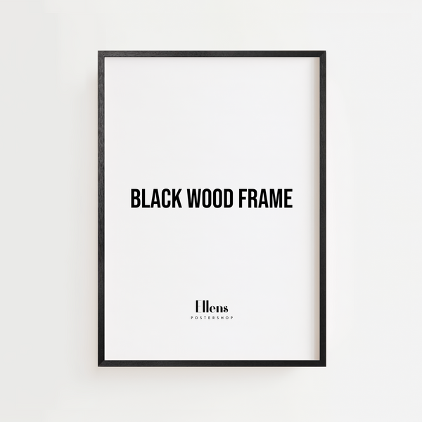 Sort træramme med mat finish og plexiglas – elegant billedramme til plakater, billeder og fotos, perfekt til både farverige og minimalistiske motiver.