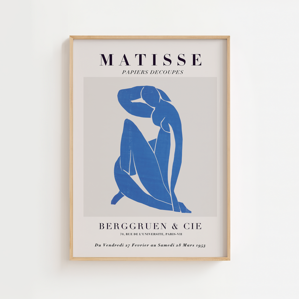 Matisse Blue Nude Wall Art Print, French Exhibition Poster Inspired Minimalist Line Drawing for Elegant Home Decor DIGITAL DOWNLOAD