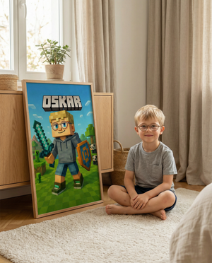 Pixel-Gamer-Plakat mit Schwert & Schild – (Gestalte dein eigenes)