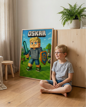 Pixel-Gamer-Plakat mit Schwert & Schild – (Gestalte dein eigenes)