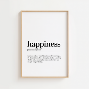 Skab en positiv stemning med vores Happiness citatplakat, som hylder lykken og livets små glæder.