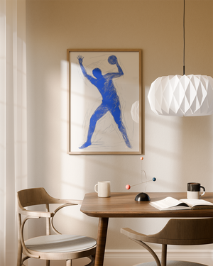 Blaue Bewegung mit Ball