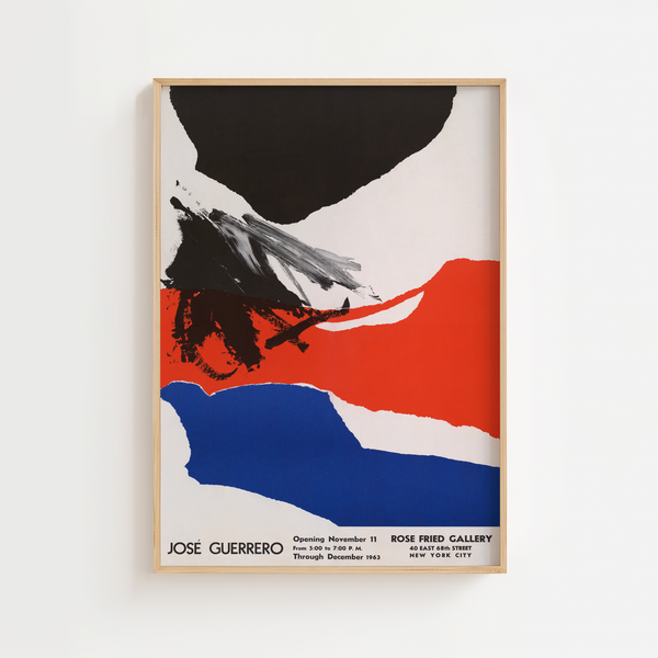 Abstract Colors – José Guerrero plakat med abstrakt kunst i røde, blå og sorte farver fra 1963.