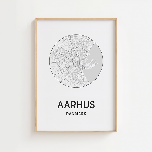 Aarhus kort plakat – Minimalistisk byplakat med stilrent design | Fra 99,-