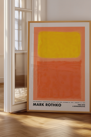Mark Rothko plakat med abstrakte farvefelter i gul og orange – moderne kunst til hjemmet.