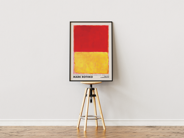 Mark Rothko plakat i røde og gule farver – abstrakt color-field kunst til væggen.