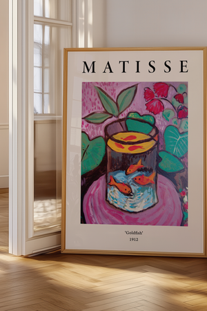 Matisse Goldfish plakat med farverigt motiv af guldfisk i glasvase fra 1912.