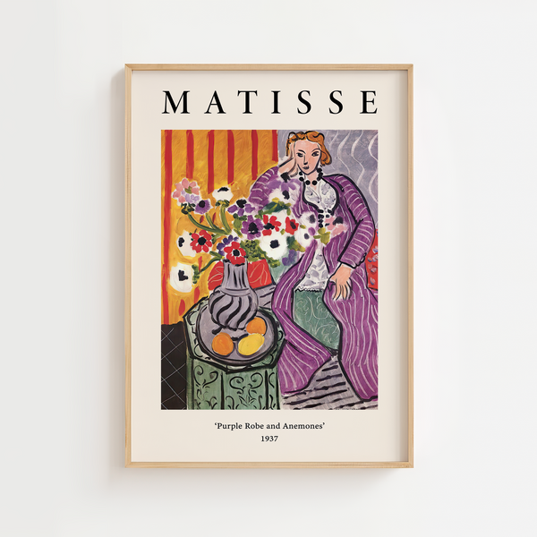 Purple Robe and Anemones Matisse plakat i lilla og farverige nuancer fra 1937.