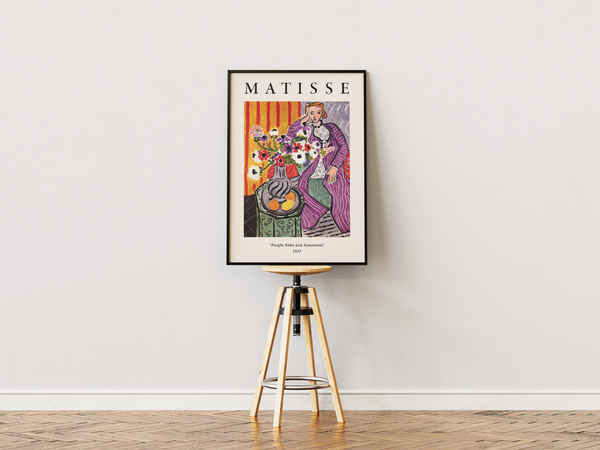 Purple Robe and Anemones Matisse plakat i lilla og farverige nuancer fra 1937.