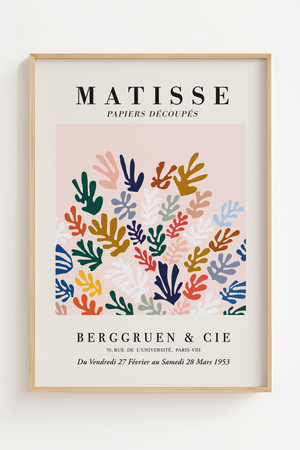 Colorful Garden Matisse plakat med farverige organiske former i papirklip-stil – inspireret af Henri Matisse.