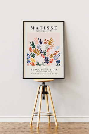 Colorful Garden Matisse plakat med farverige organiske former i papirklip-stil – inspireret af Henri Matisse.