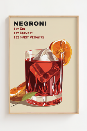 Oplev dybden af en klassisk Negroni med vores plakat 'Negroni Ingredients' fra vores Cocktails/Drinks kollektion. Udforsk de unikke smagsnuancer af gin, Campari og vermouth, fanget i en kunstnerisk sammensætning. Tilføj et strejf af cocktailkultur til din væg i dag