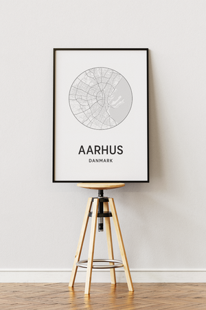 Aarhus kort plakat – Minimalistisk byplakat med stilrent design | Fra 99,-