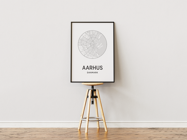 Aarhus kort plakat – Minimalistisk byplakat med stilrent design | Fra 99,-