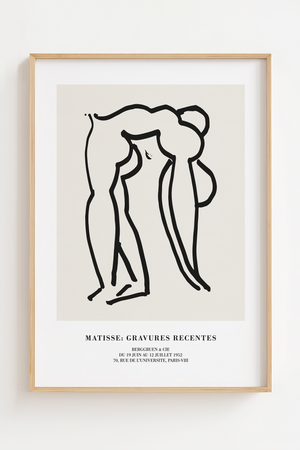 Sort hvid Matisse plakat med minimalistisk linjetegning