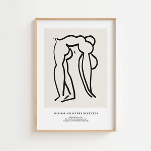 Sort hvid Matisse plakat med minimalistisk linjetegning
