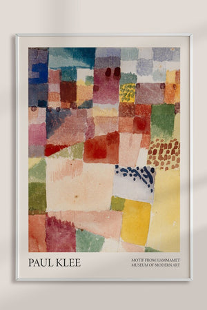 Paul Klee udstillingsplakat – Motif from Hammamet, Museum of Modern Art, farverig geometrisk kunst