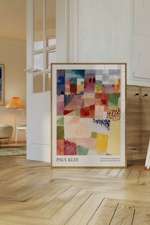 Paul Klee udstillingsplakat – Motif from Hammamet, Museum of Modern Art, farverig geometrisk kunst
