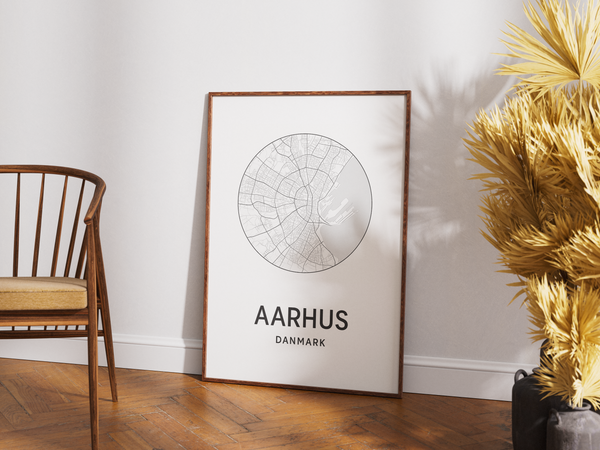 Aarhus kort plakat – Minimalistisk byplakat med stilrent design | Fra 99,-
